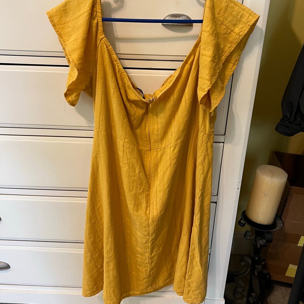 Shein Curve Size 4XL Off the Shoulder Yellow Gold Dress Vacation Wedding guest - Picture 5 of 9